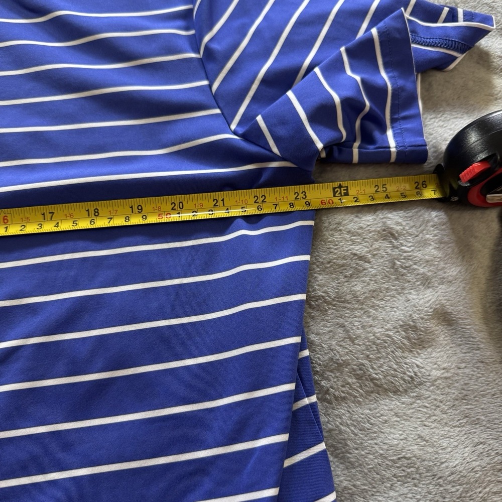RLX Polo Shirt Mens L Blue White Stripe Golf Performance Stretch Ralph Lauren - Picture 9 of 10
